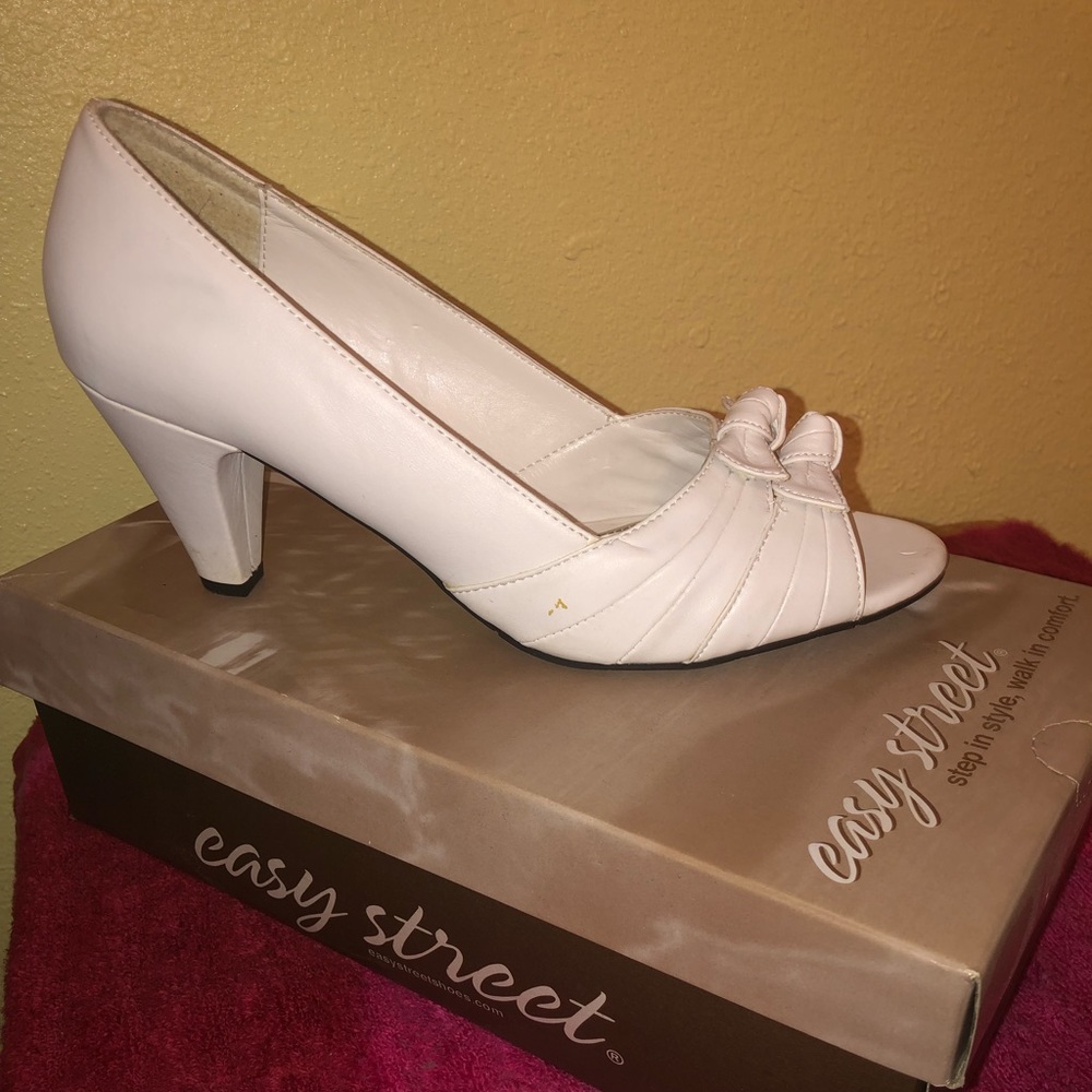 White open toe shoe